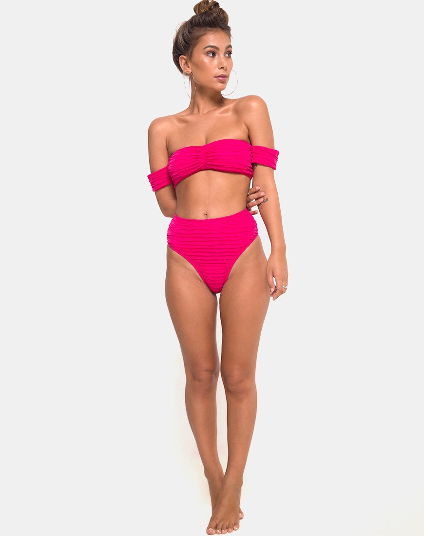 Image de Shaca Bikini Bottom in 80s Crinkle Pink Highlighter