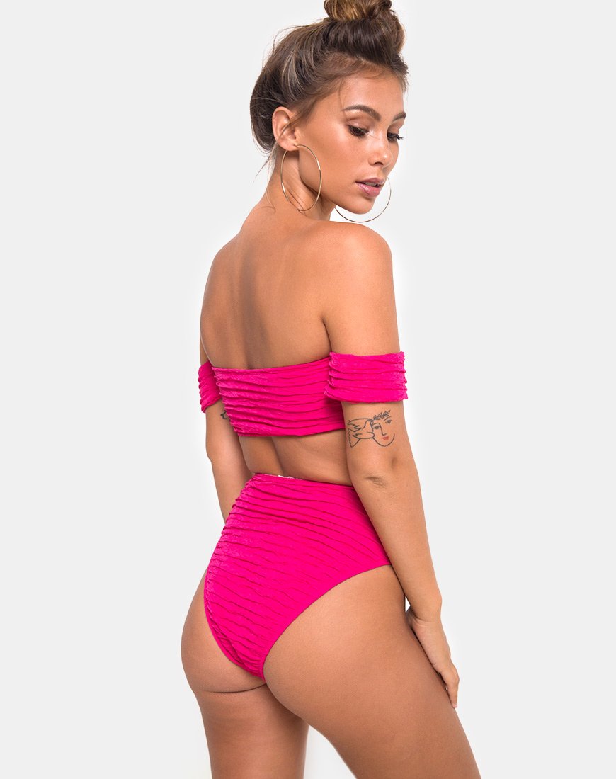 Image de Shaca Bikini Bottom in 80s Crinkle Pink Highlighter