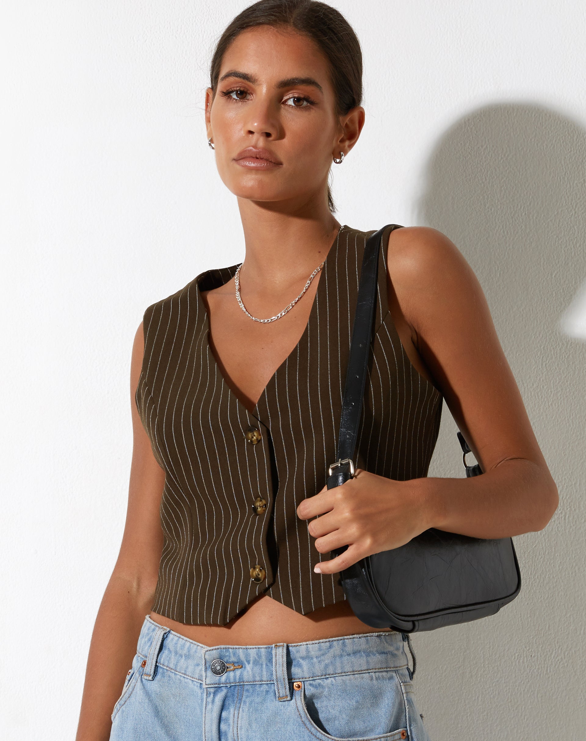 Image de Gilet Safar en Pinstripe Brown