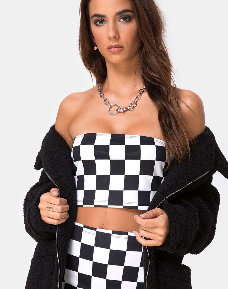 Image de Villy Crop Top in Checker Board Medium B/W
