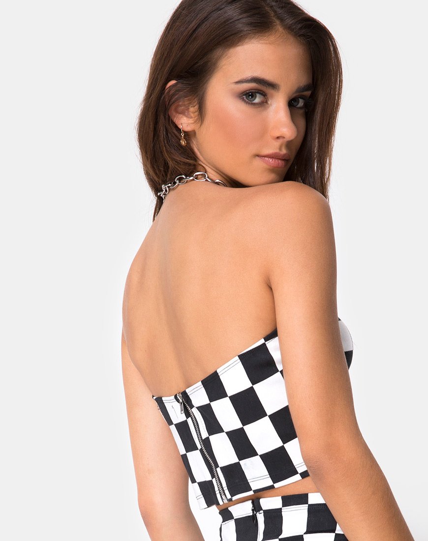 Image de Villy Crop Top in Checker Board Medium B/W