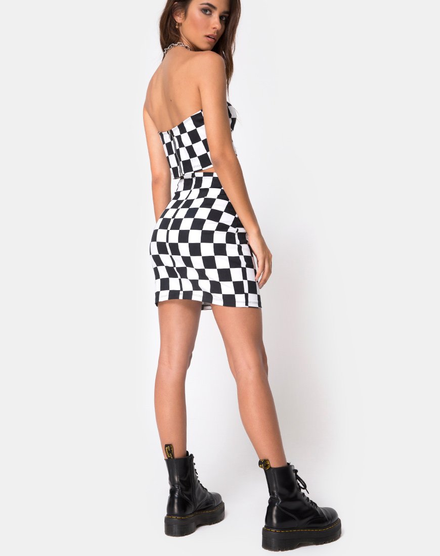 Image de Villy Crop Top in Checker Board Medium B/W