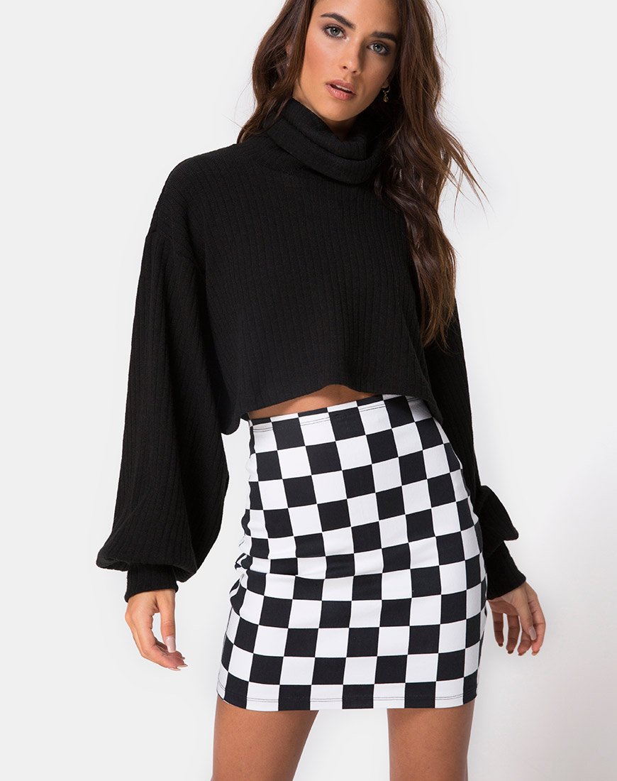 Saffy Bodycon Skirt in Checker Board Medium (Jupe de corps Saffy en damier)