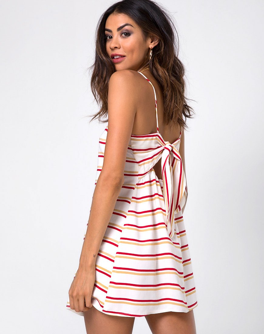 Image of Sagra Slip Dress in 70s Ivory Horizontal Stripe