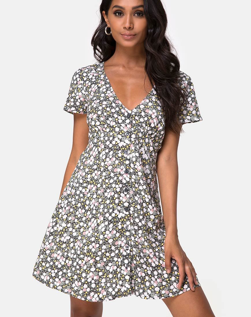 Image de la robe Sahara Tea Dress in Floral Field Olive