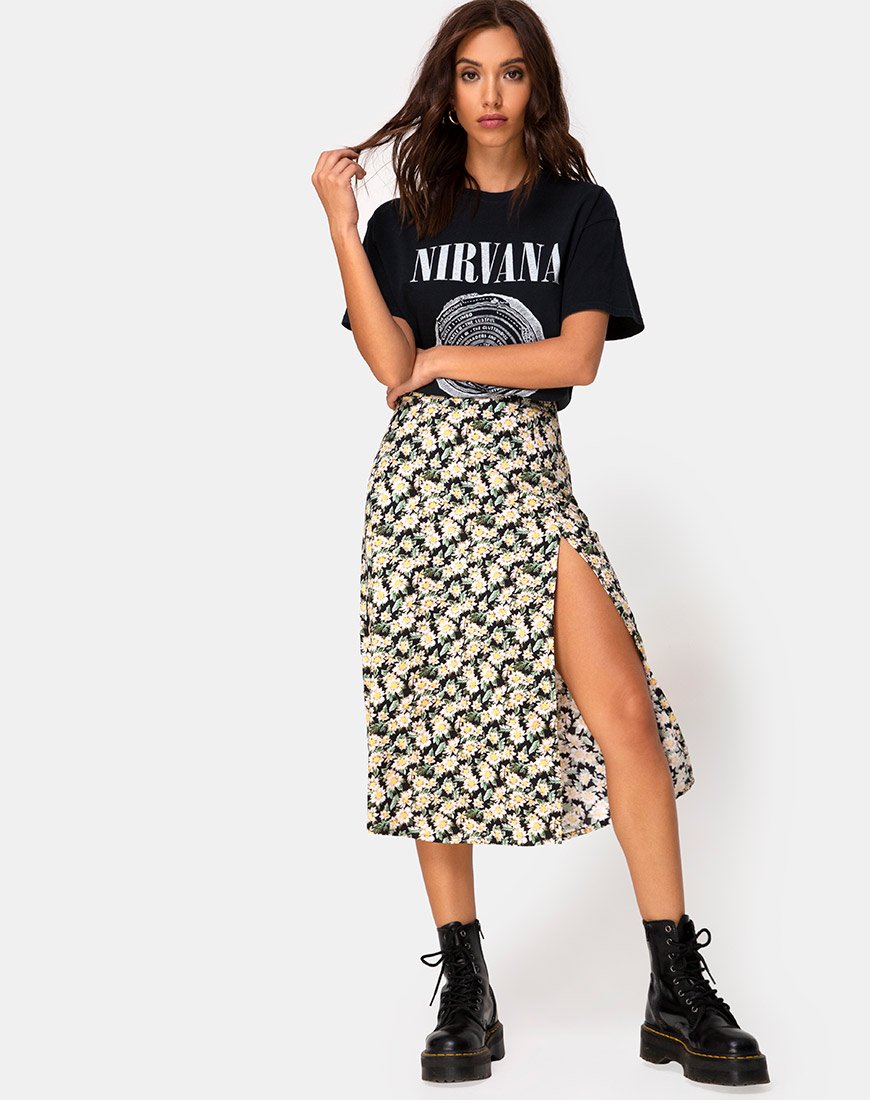 Jupe midi Saika, Aster Black