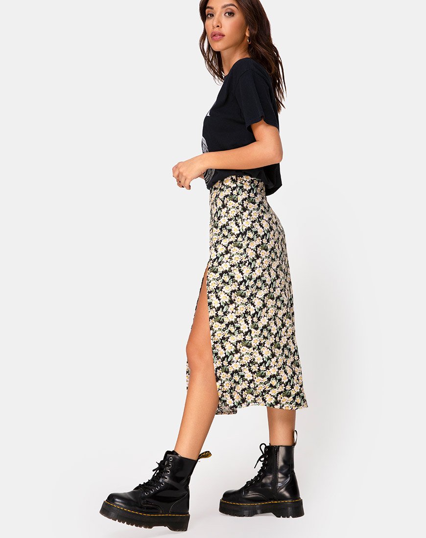 Jupe midi Saika, Aster Black