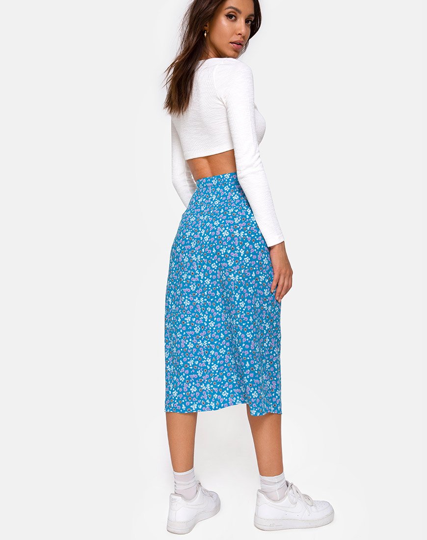 Jupe midi Saika, Bloom Baby Blue