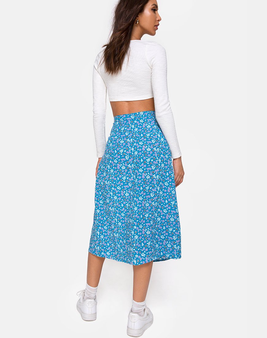 Image de Saika Midi Skirt in Bloom Baby Blue