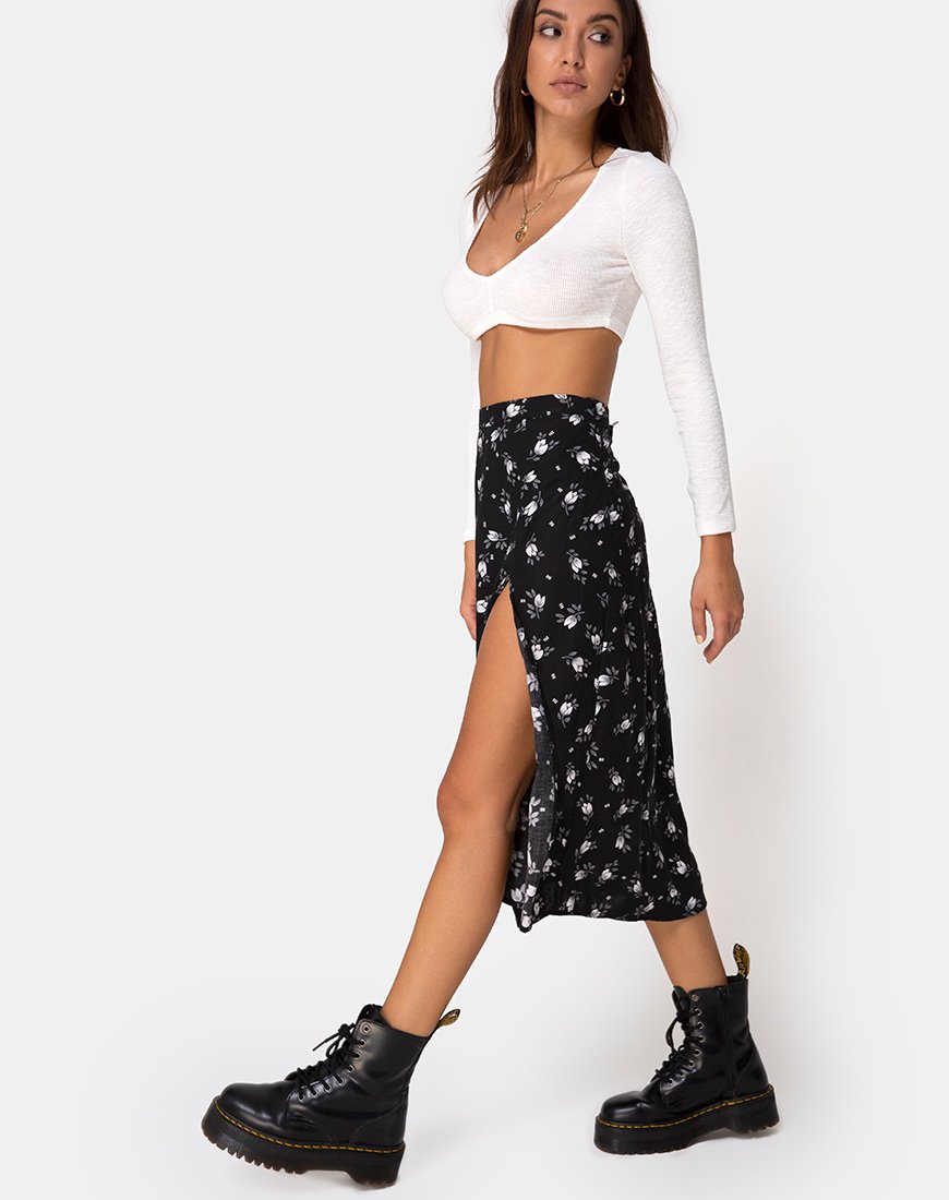 Jupe midi Saika, tulipe foncé