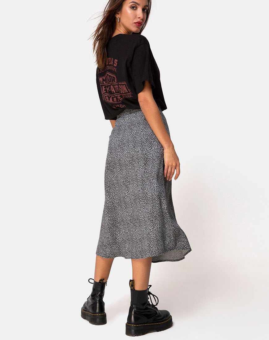 Jupe midi Saika, Ditsy Leopard Grey