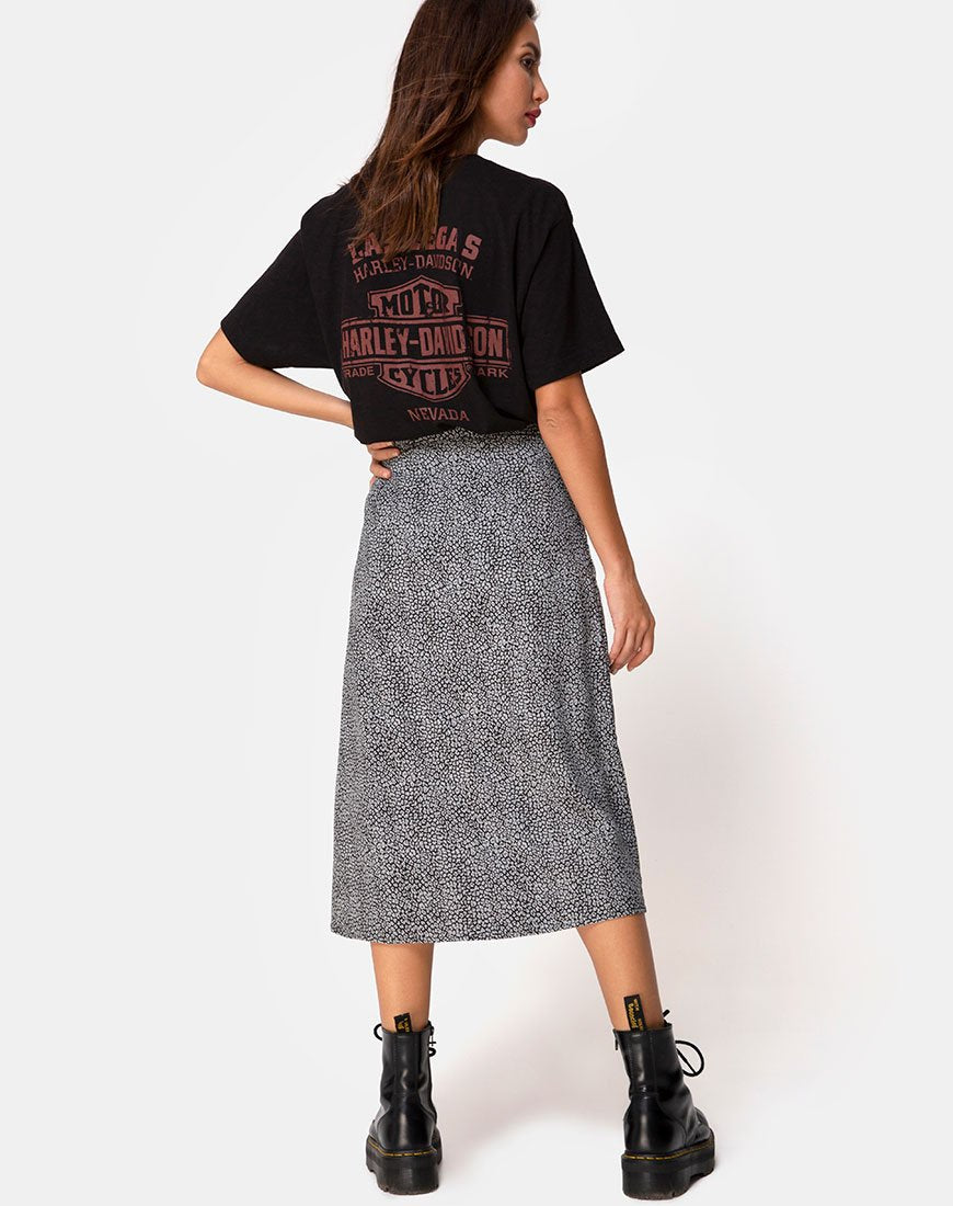 Image of Saika Midi Skirt in Ditsy Leopard Grey
