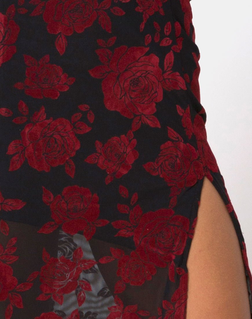 Image de la jupe midi Saika, rouge romantique Rose Flock