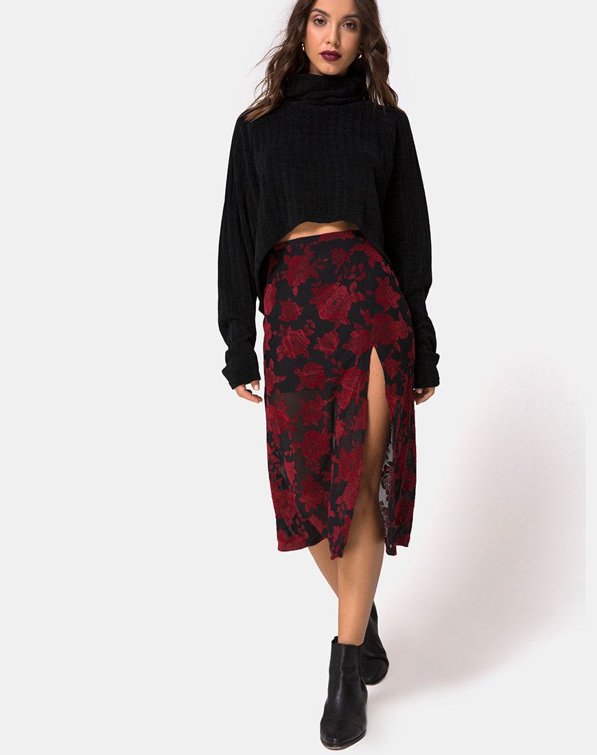 Image de la jupe midi Saika, rouge romantique Rose Flock
