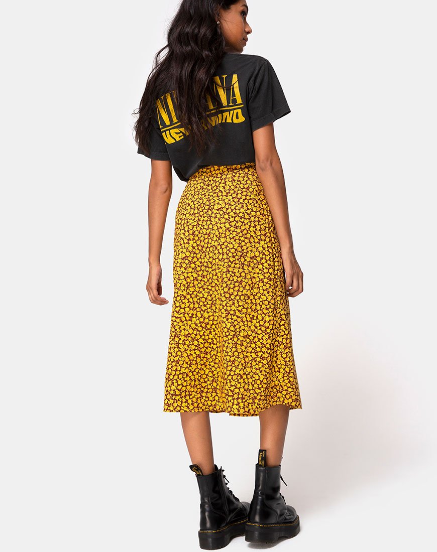 Image de la jupe midi Saika, Ditsy Rose Marigold