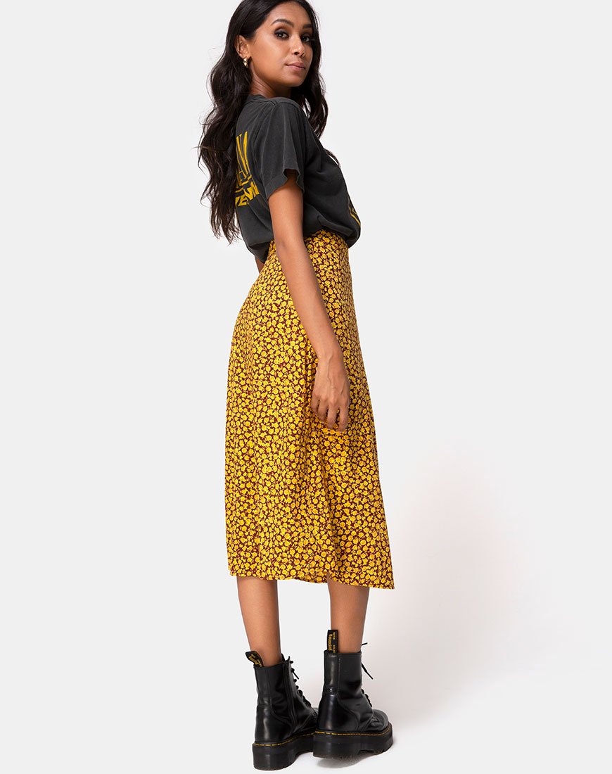 Jupe midi Saika, Ditsy Rose Marigold