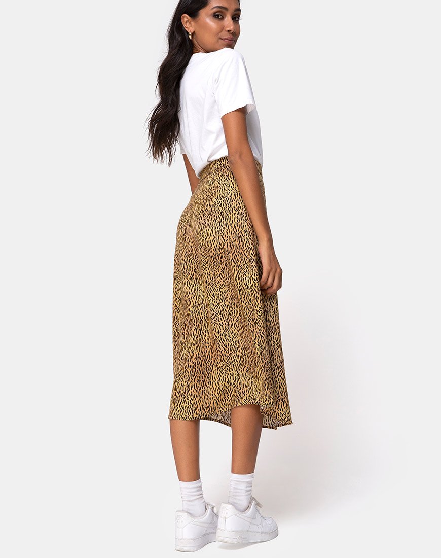 Image de la jupe midi Saika en Mini Tiger Brown