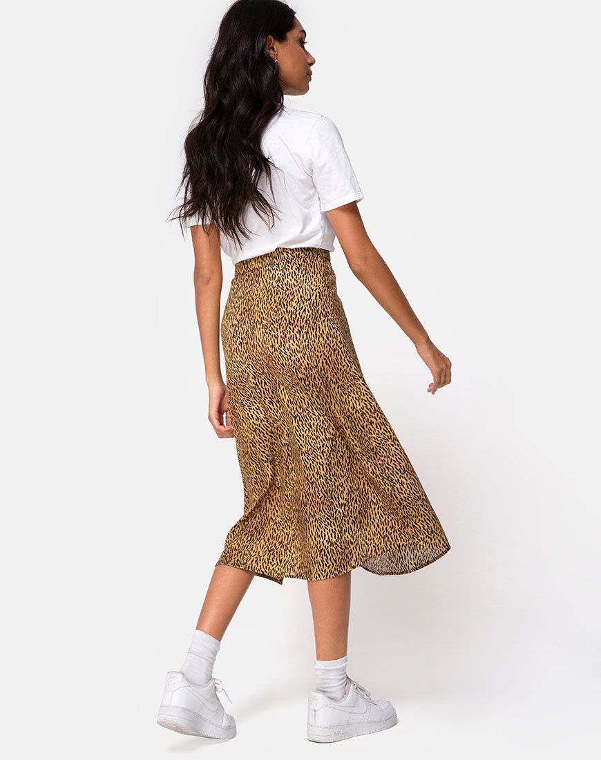 Image de la jupe midi Saika en Mini Tiger Brown