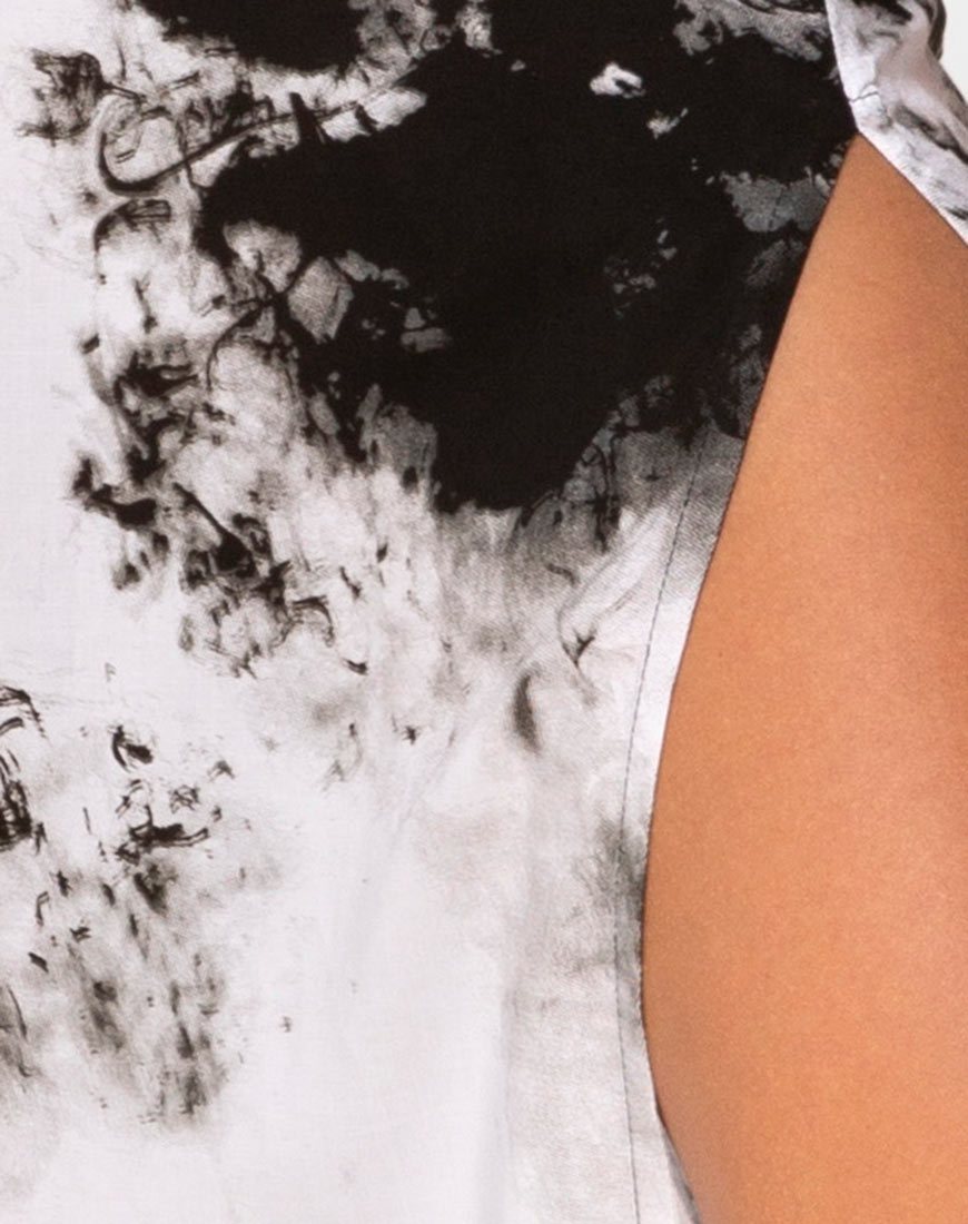 Image of Saika Midi Skirt in Mono Tie Dye Black and White