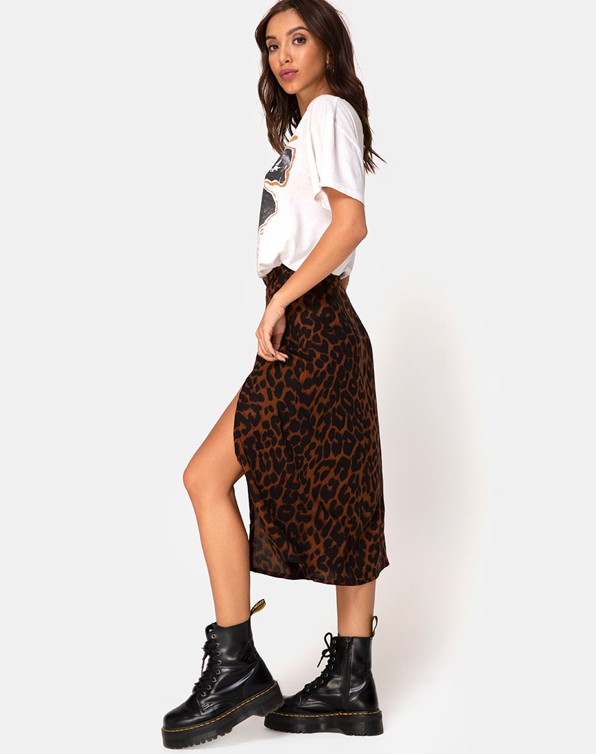 Jupe Saika en jaguar marron surdimensionné