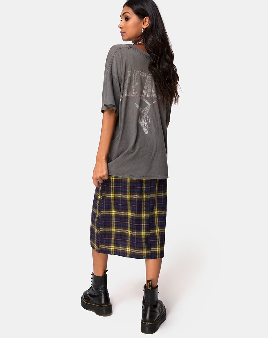 Image of Saika Skirt in Plaid Brown Yellow Check