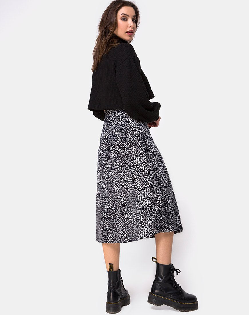 Jupe midi Saika, Rar Leopard Grey