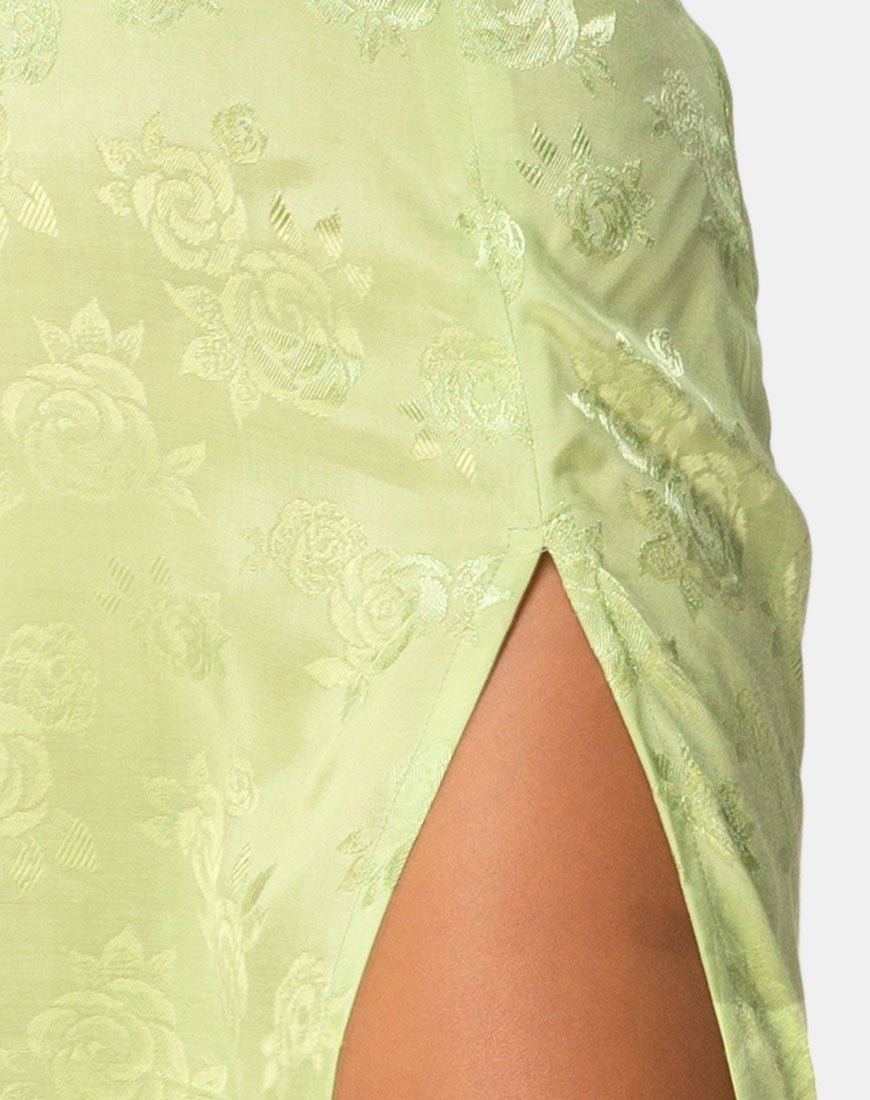 Image de la jupe midi Saika en satin Rose Lime