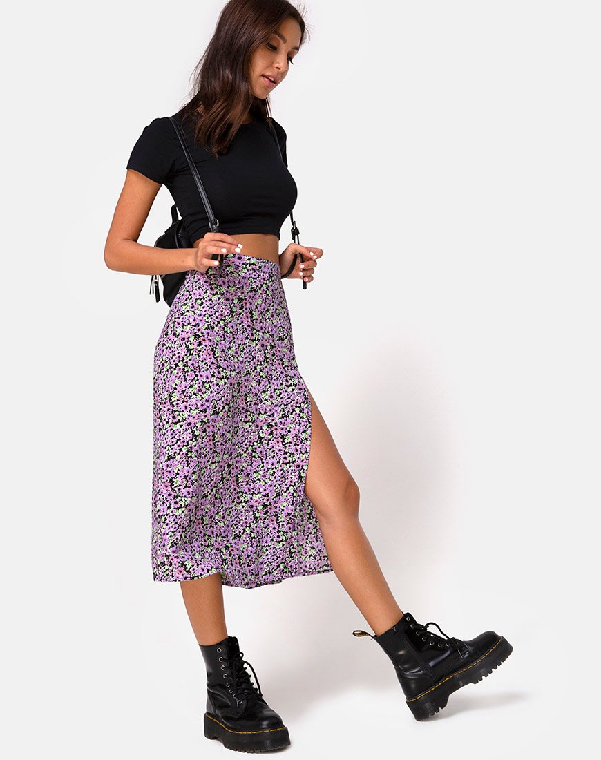 Image de la jupe midi Saika, Lilas Blossom