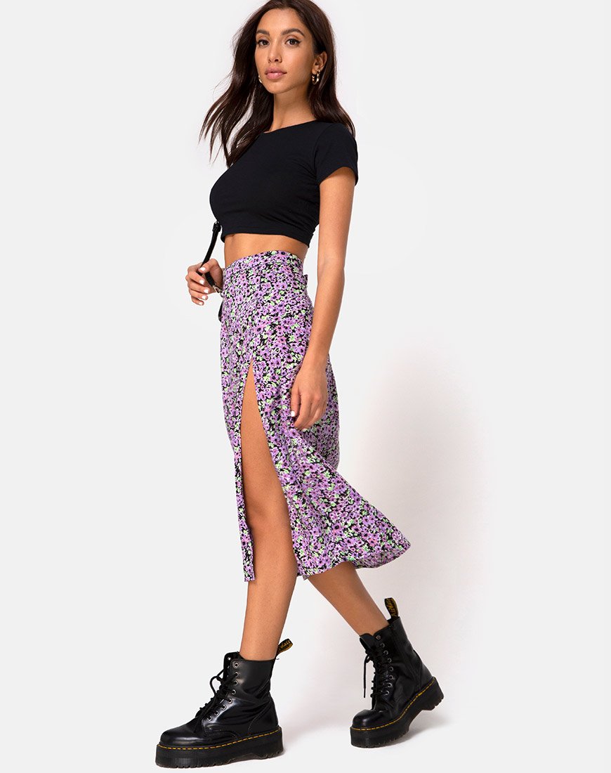 Image de la jupe midi Saika, Lilas Blossom