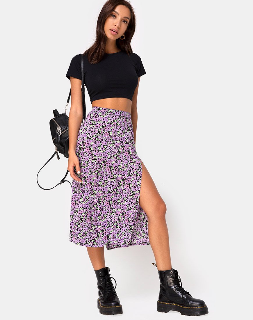 Image de la jupe midi Saika, Lilas Blossom