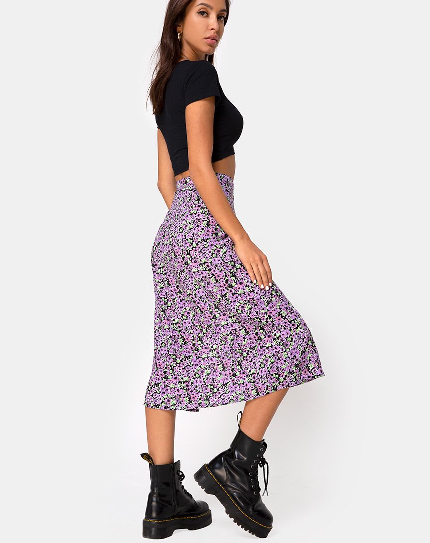 Image de la jupe midi Saika, Lilas Blossom