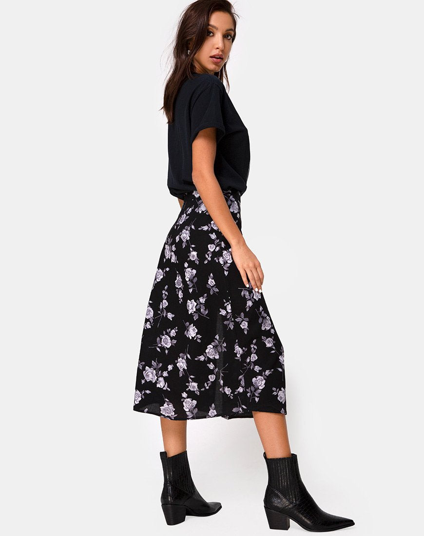 Image de la jupe midi Saika en blanc rose noir