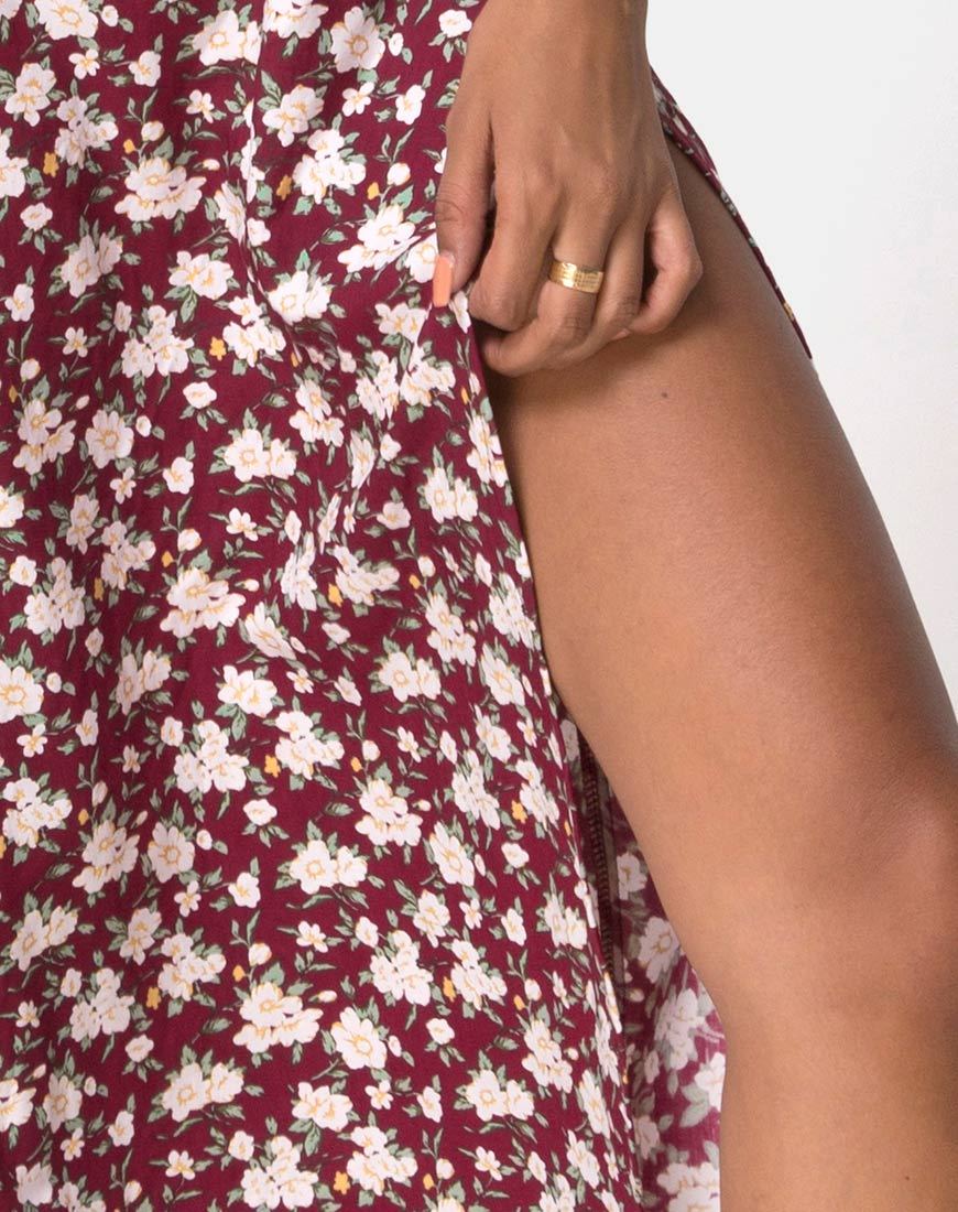 Image de la jupe midi Saika, Wild Fleur Maroon