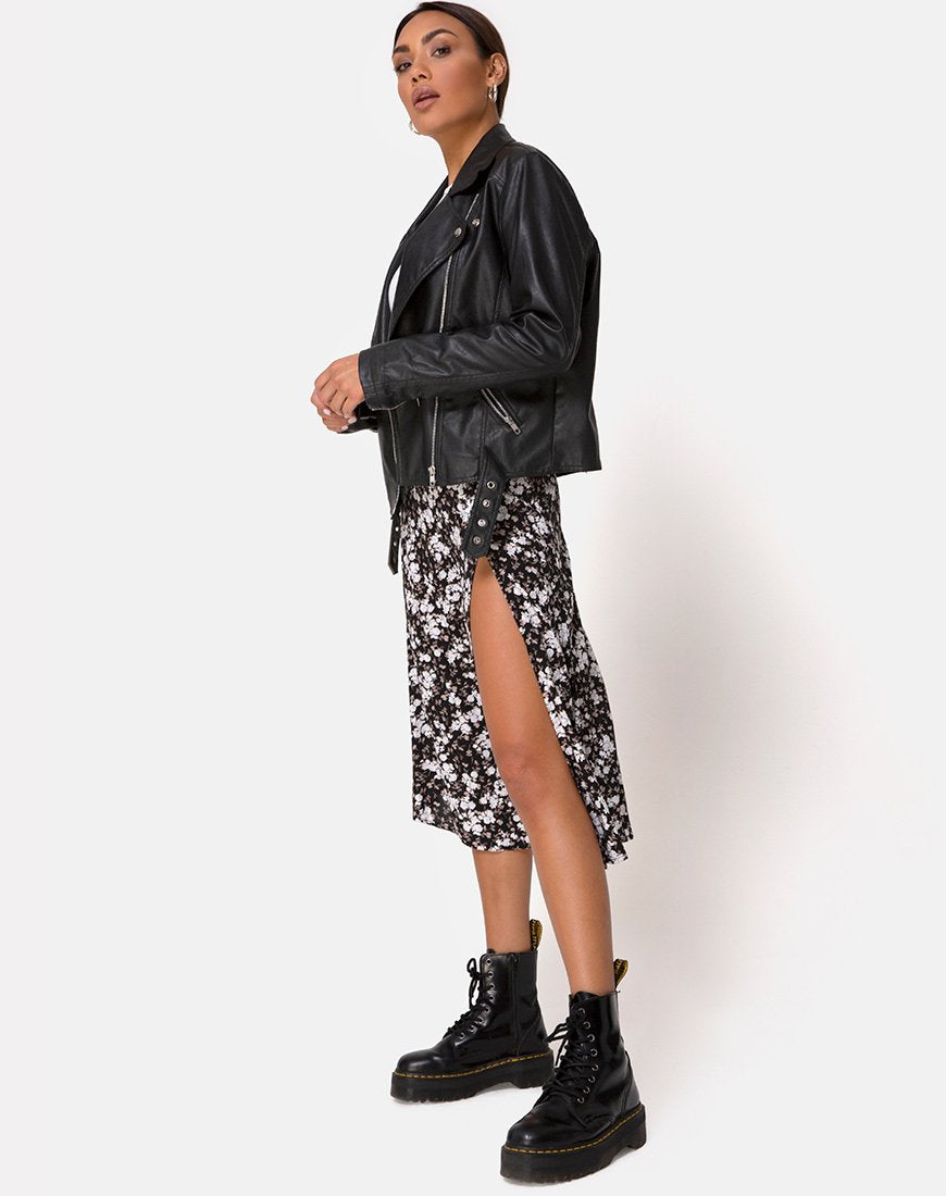 Jupe midi Saika, fleurs sauvages foncées