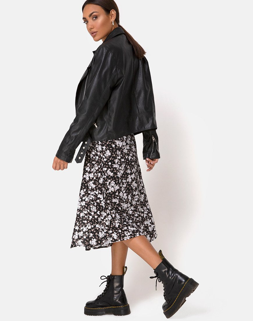 Image de la jupe midi Saika en fleurs sauvages foncées