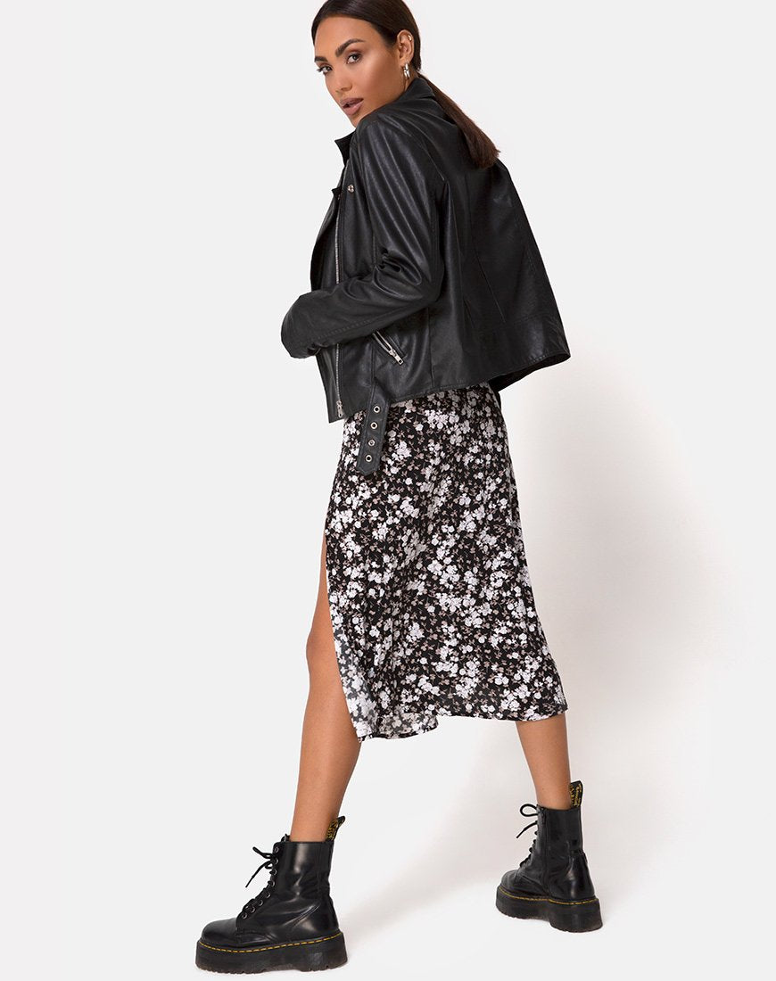 Image de la jupe midi Saika en fleurs sauvages foncées