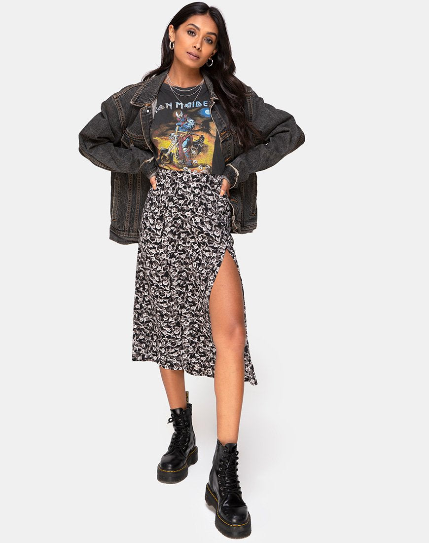 Jupe midi Saika, Wild Tulip Black