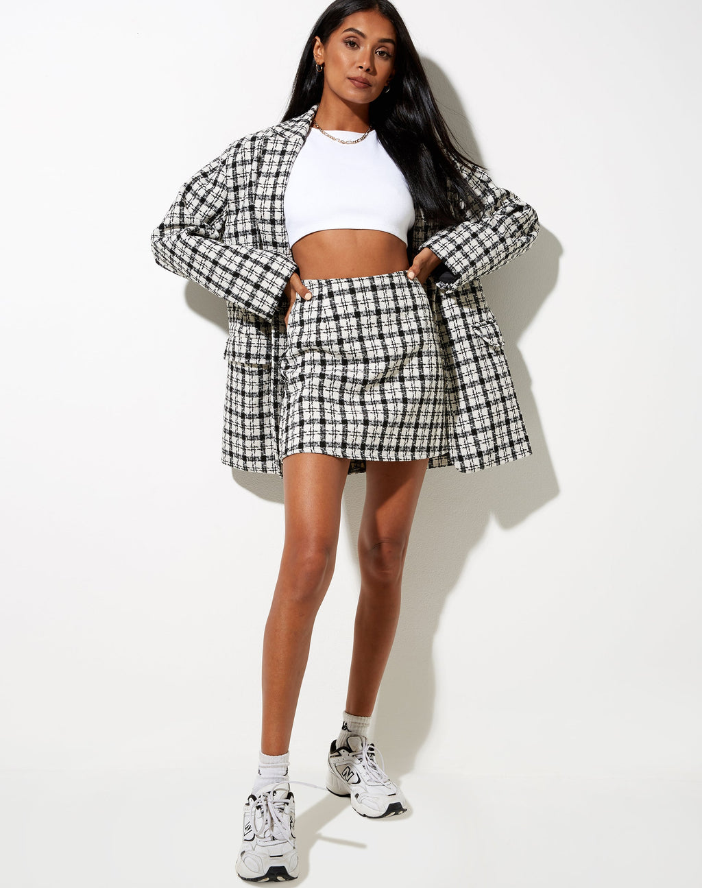 Blazer Saken à carreaux noirs et blancs