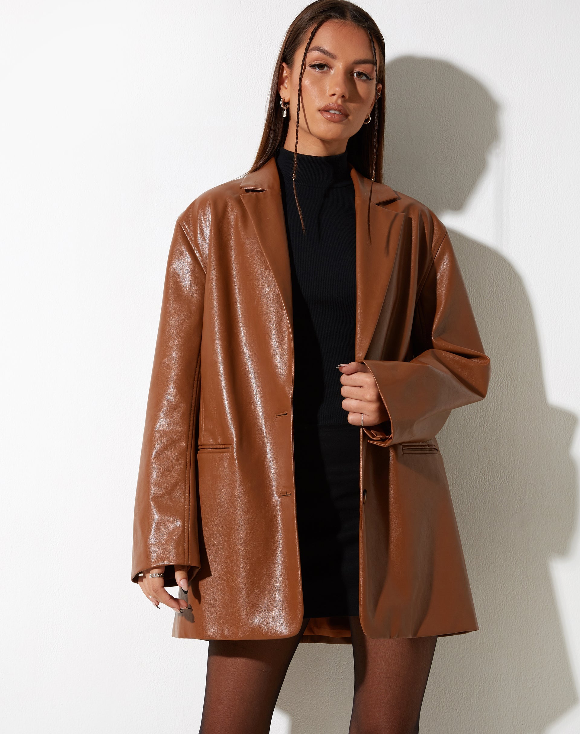 Image de MOTEL X IRIS Blazer Saken en PU Chocolat