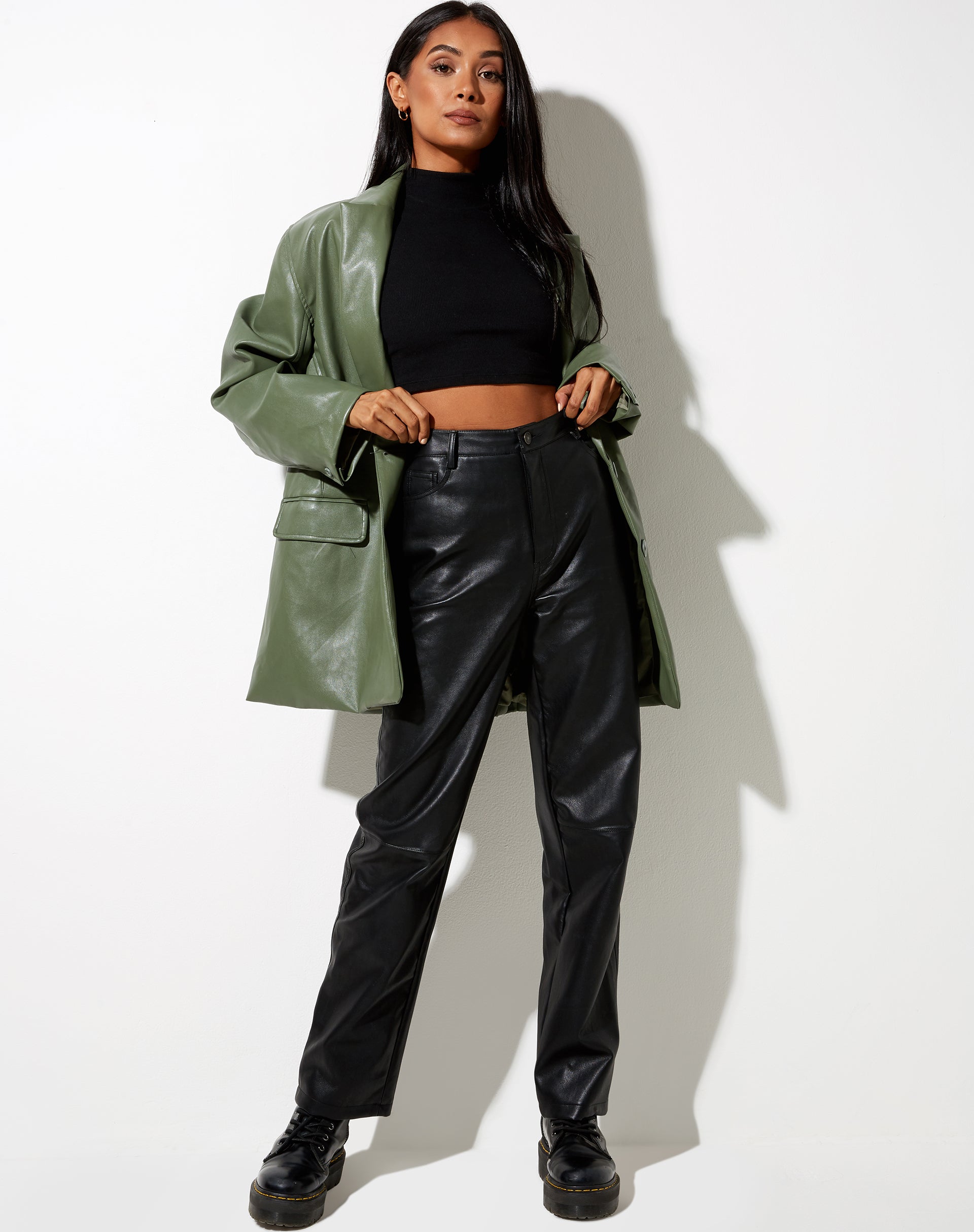 Image de Saken Blazer en Pu Green