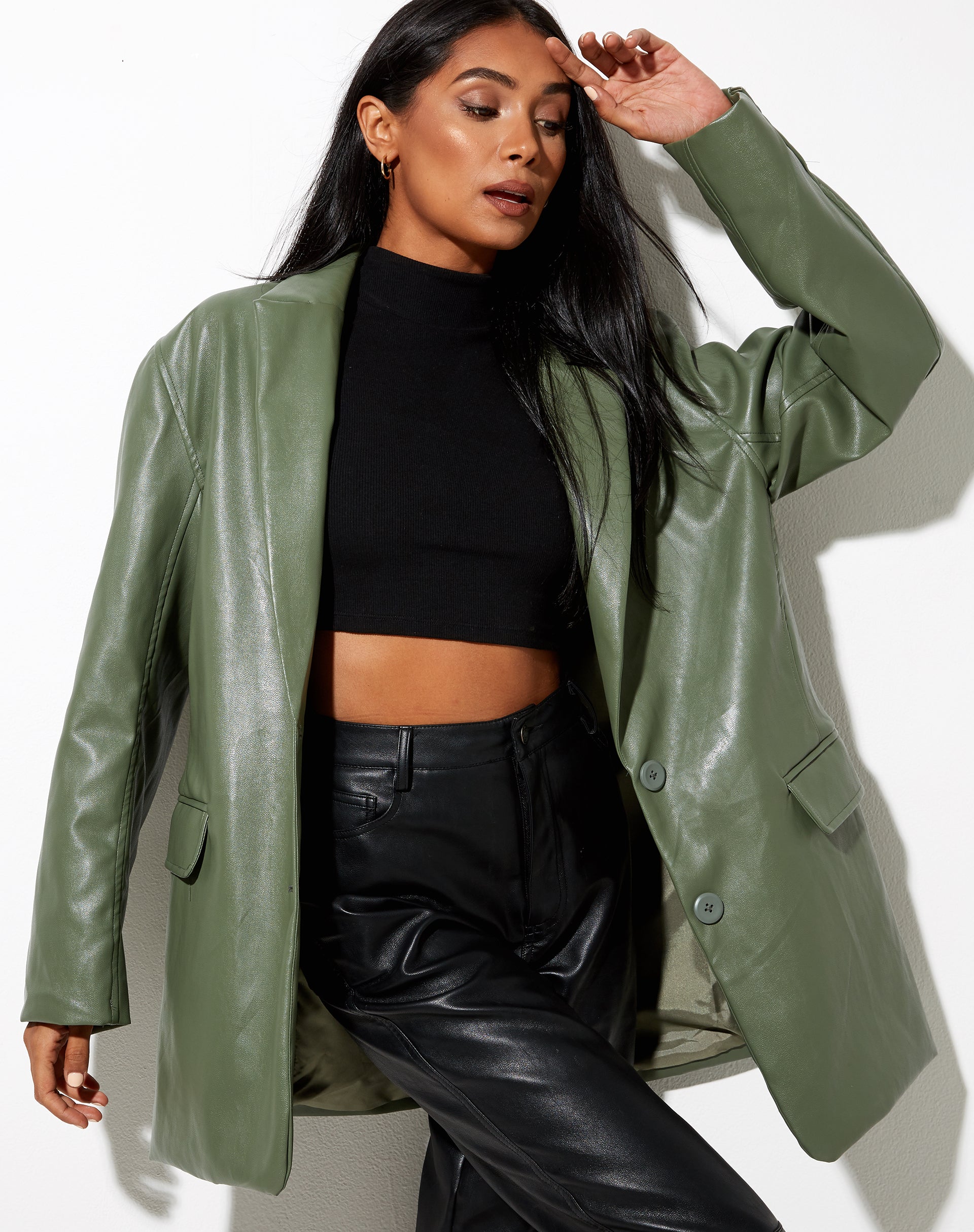 Image de Saken Blazer en Pu Green