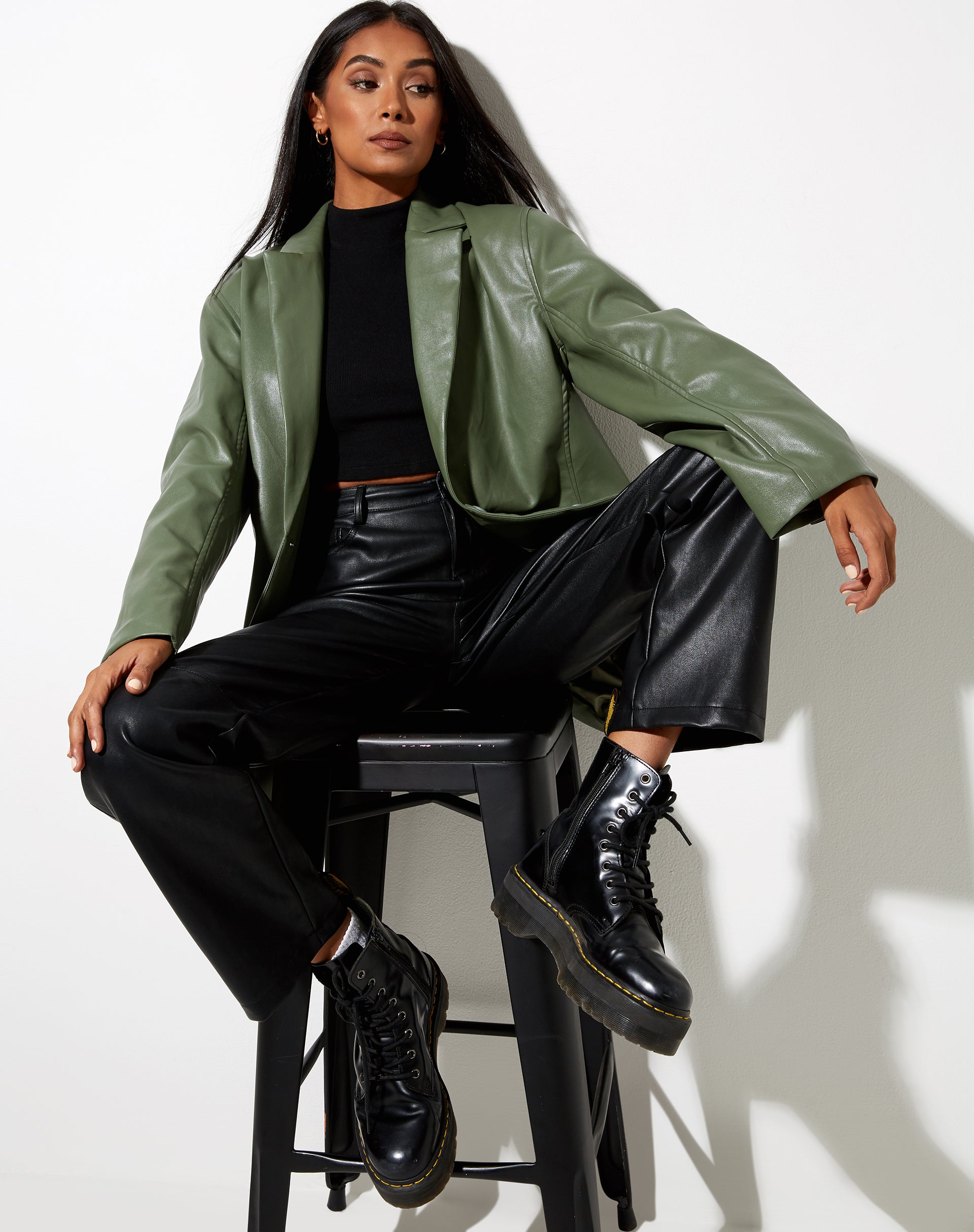 Image de Saken Blazer en Pu Green