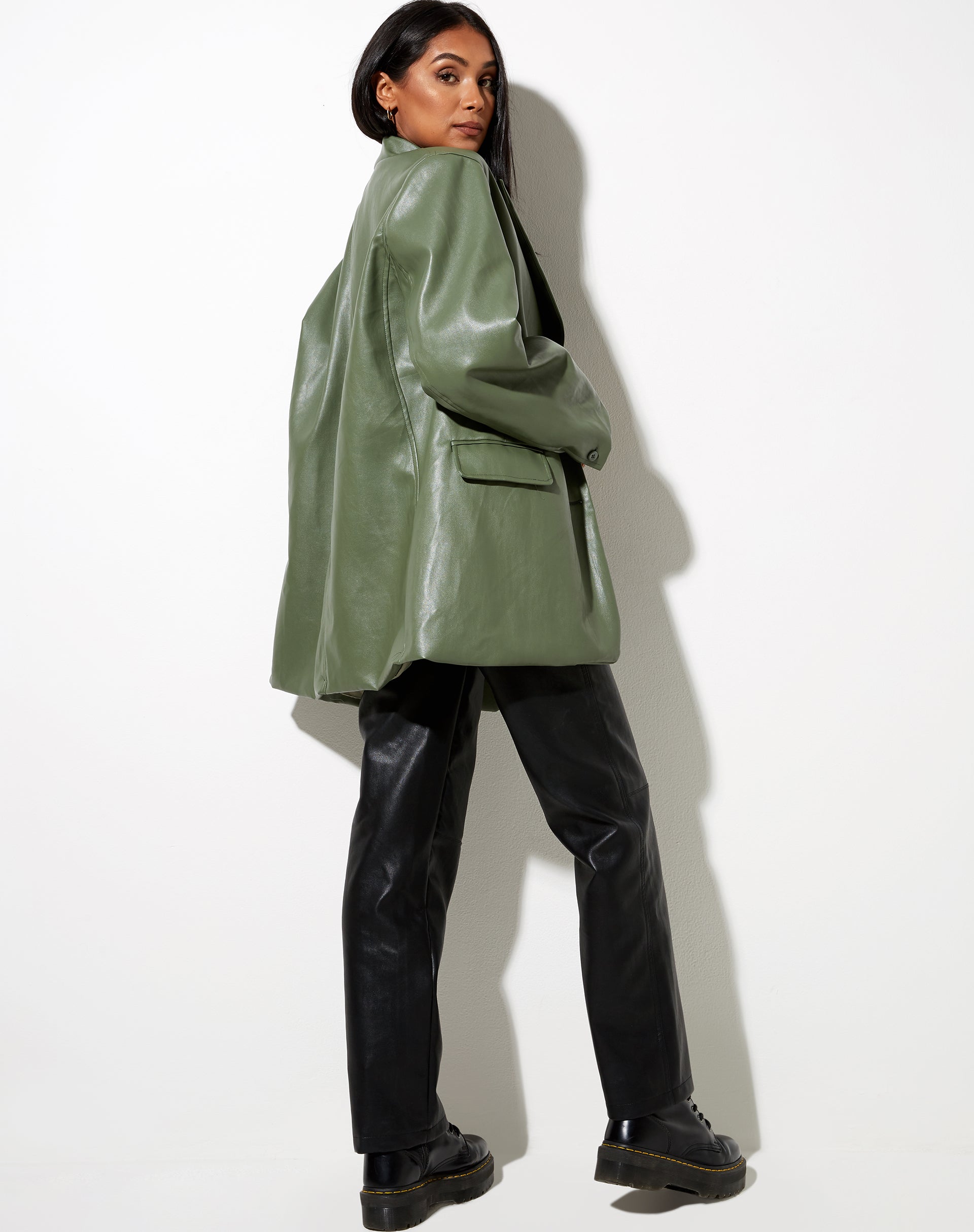 Image de Saken Blazer en Pu Green