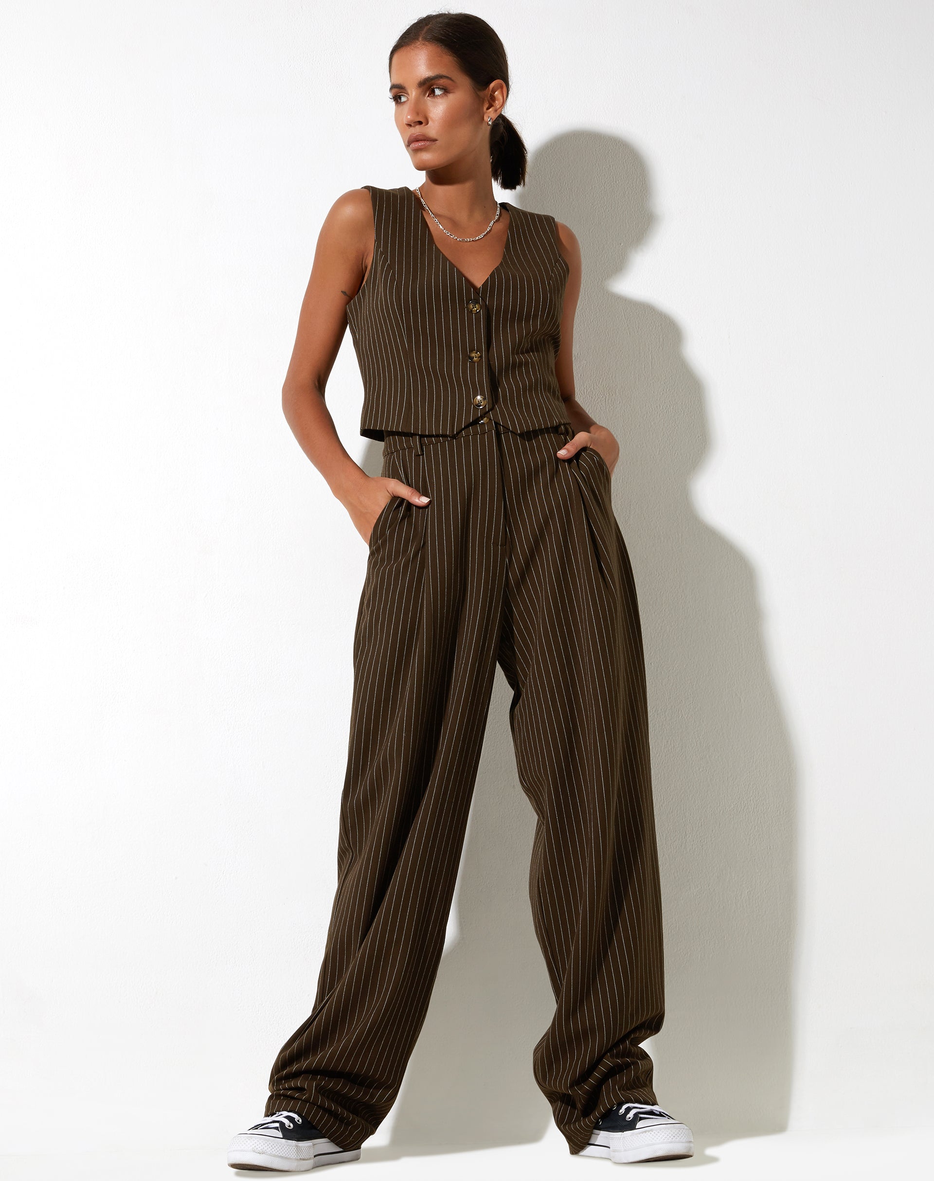 Image de Sakila Trouser in Pinstripe Brown