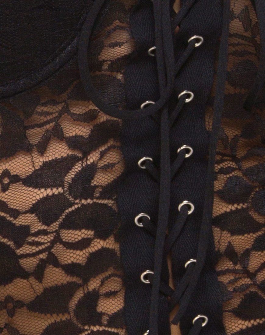 Image of Sakina Bodycon Dress in Lace Black