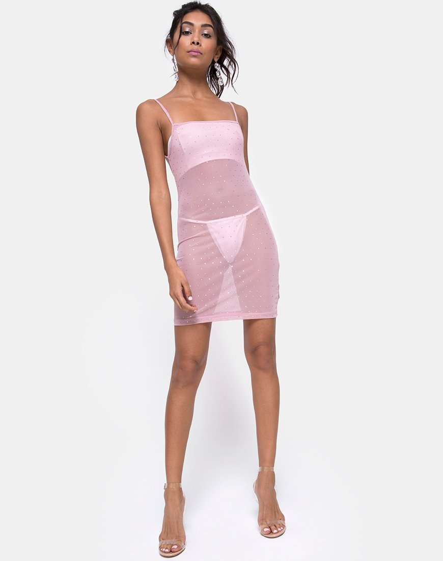 Image de Seleh Robe en filet de cristal Rose