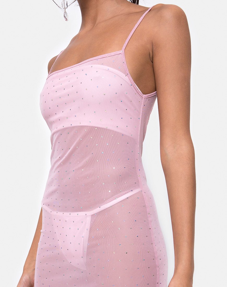 Image de Seleh Robe en filet de cristal Rose