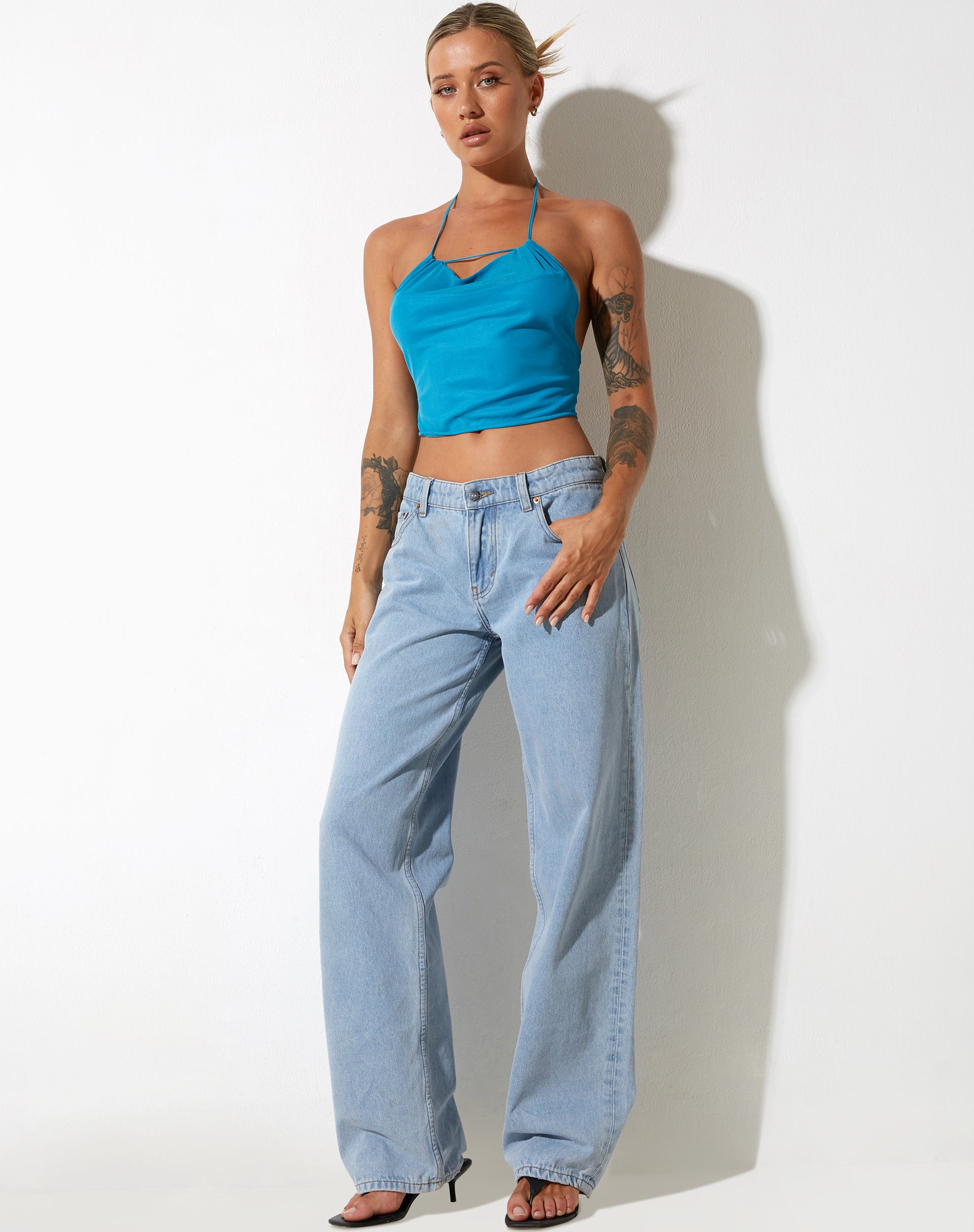 Image de Salet Crop Top in Mesh Turquoise