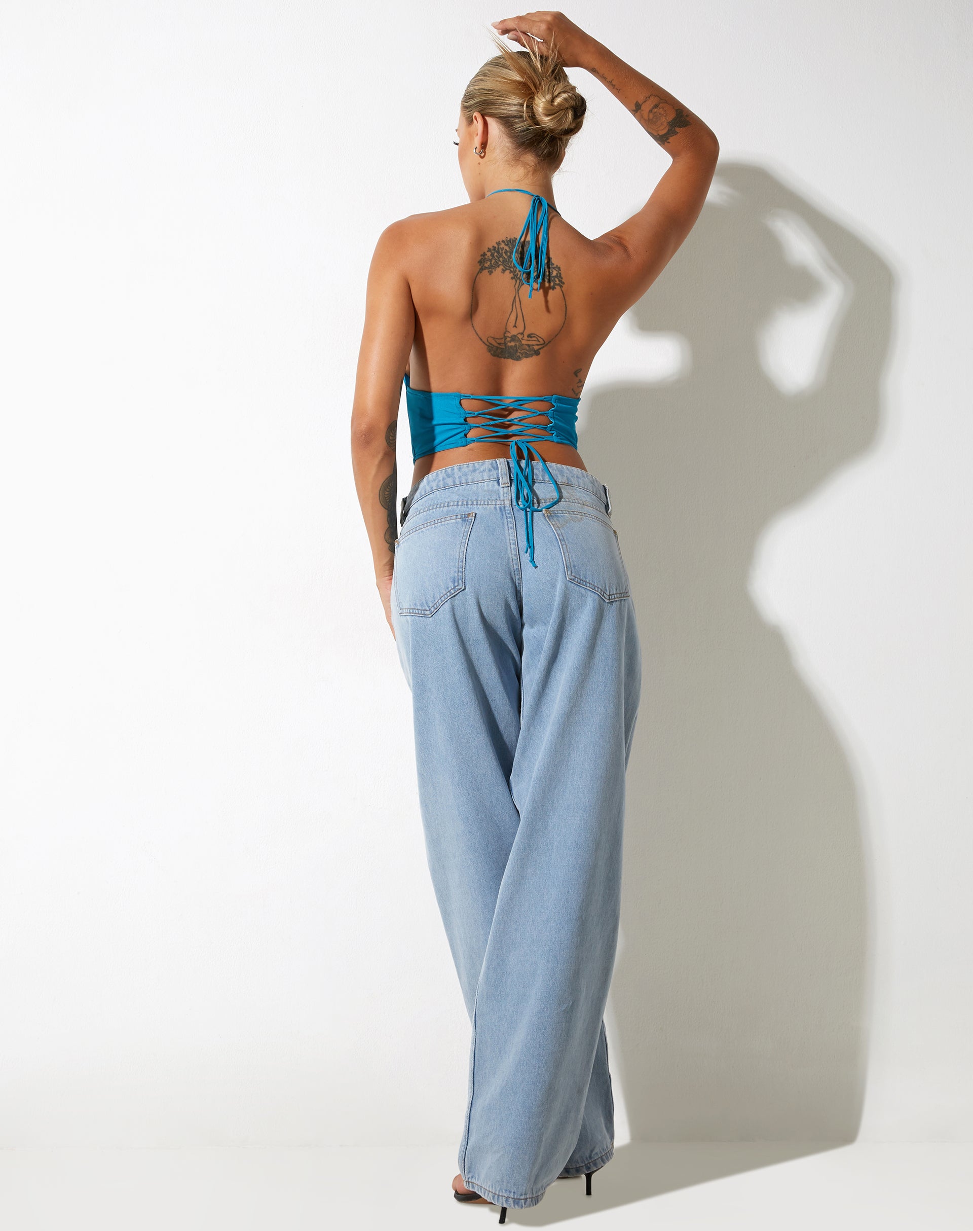 Image de Salet Crop Top in Mesh Turquoise