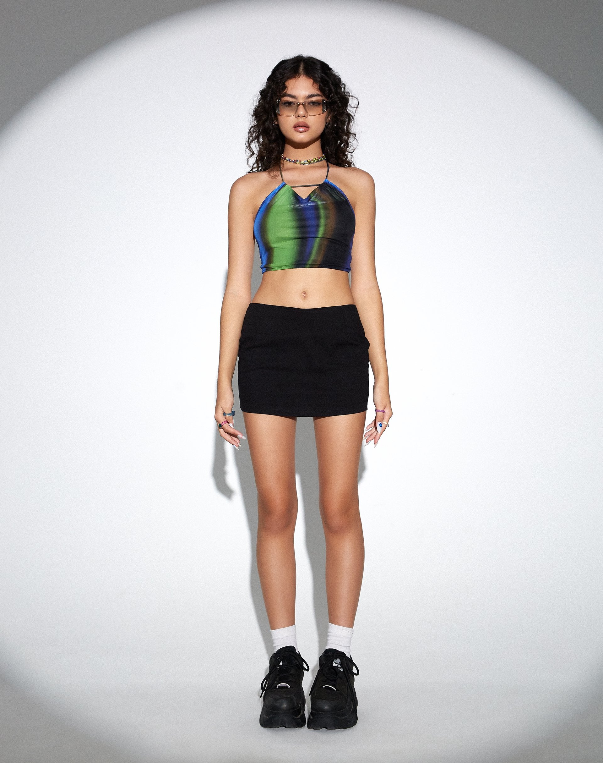 Image de MOTEL X OLIVIA NEILL Salet Crop Top in Solarized Green and Blue